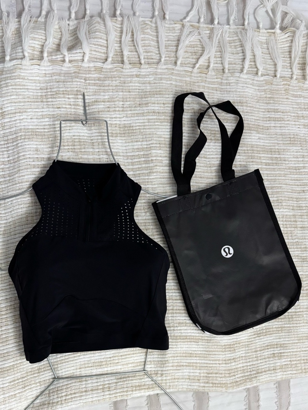 lululemon athletica Black Laser-Cut High-Neck Crop Top